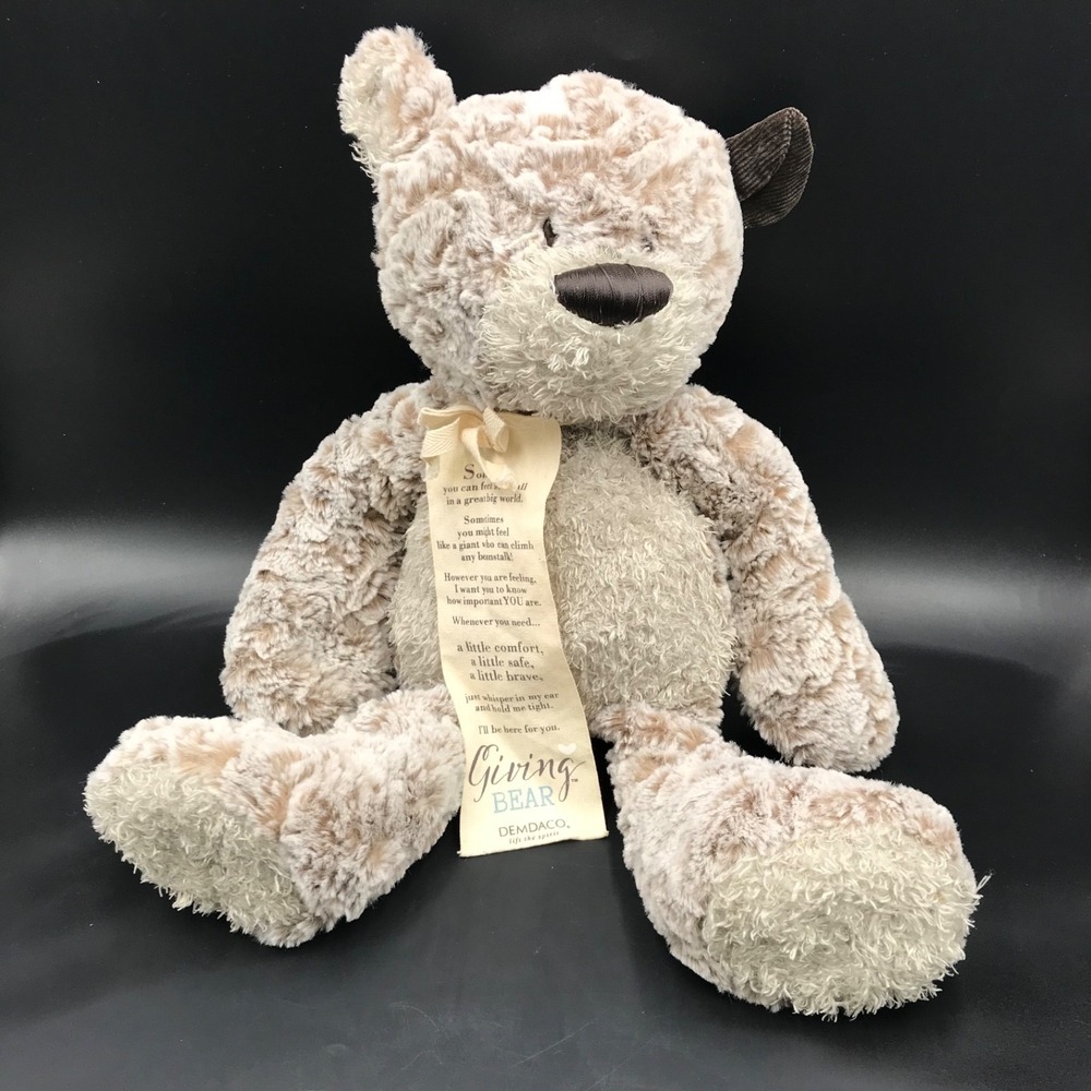 DEMDACO Giving Teddy Bear Corduroy Ear Multi-Fur Gray Brown Soft Cute 16"